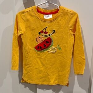 Hanna Andersson Yellow Long Sleeve Tee with Fruit Embroidery